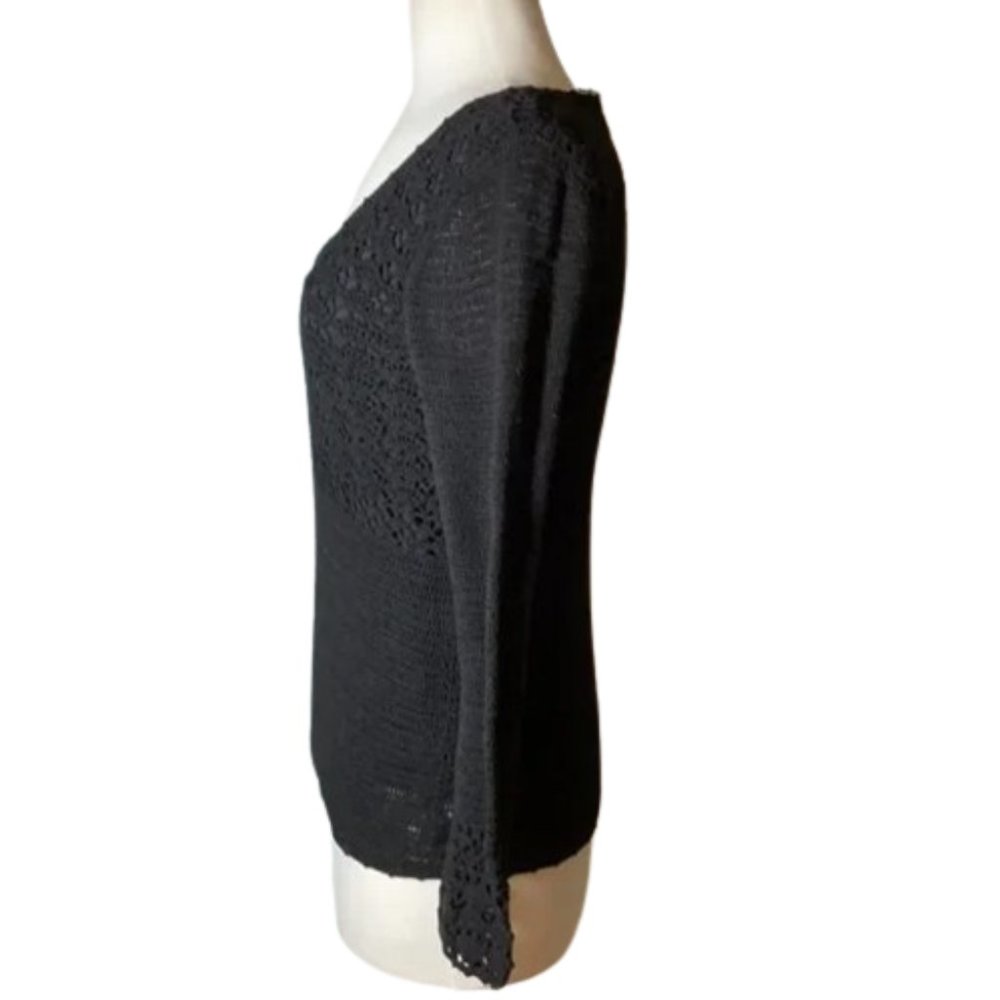 Lilly Pulitzer Black Crochet Detail Top - Picture 3 of 4